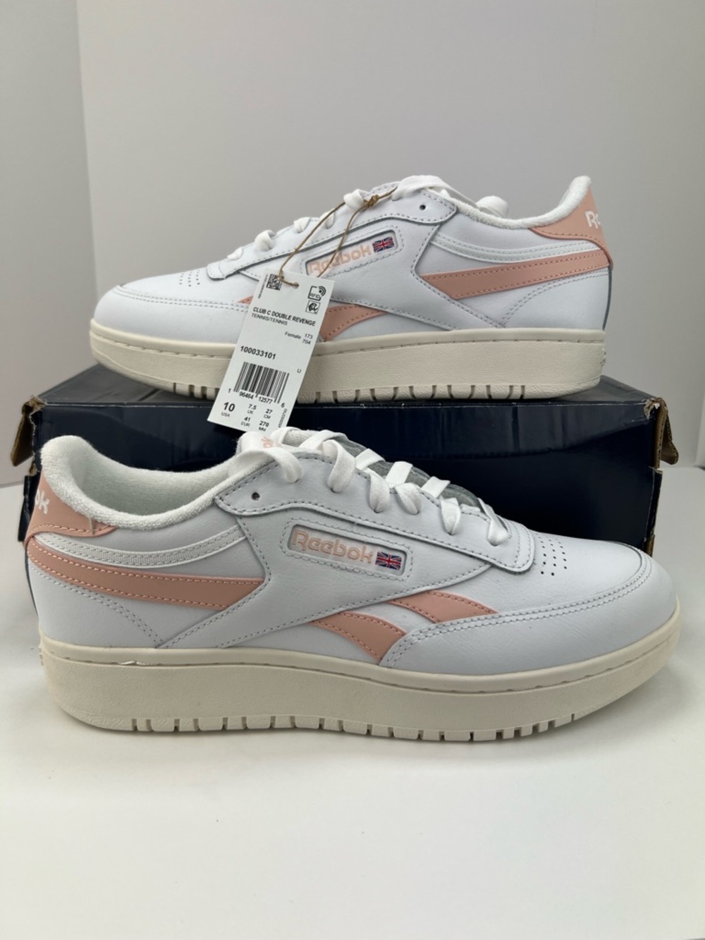 NWT Reebok Club C Double Revenge White Pink Platform Sneakers Women